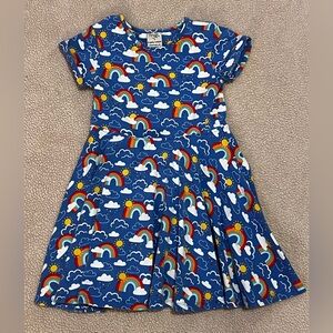 Frugi Rainbow Twirl Dress Toddler Girls Size 4 5 Blue Organic cotton EUC